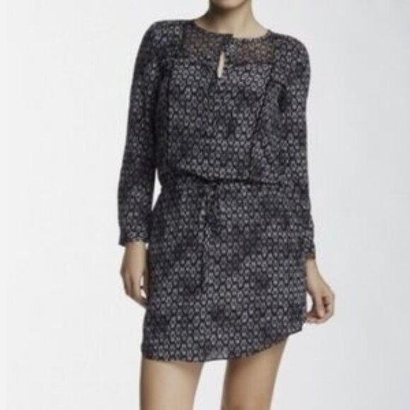 Rebecca Taylor | 100% Silk Ikat Print Tie Waist Dress Size 10 - Picture 1 of 9